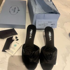 Prada Women's Black Satin Slide Sandals size 39